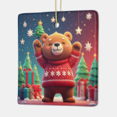 Süßer Bär im Weihnachtspullover Keramikornament (Links)
