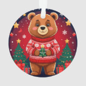 Süßer Bär im Weihnachtspullover Ornament (Rückseite)