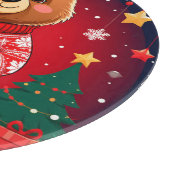 Süßer Bär im Weihnachtspullover Schneidebrett (Ecke)