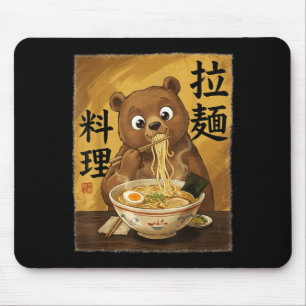 Süßer Bär isst Ramen-Nudeln Lustig Japan Kawaii Mousepad