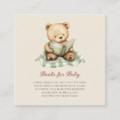 Süßer Bär liest Buch Baby Shower Buchanfrage Begleitkarte (Vorderseite)