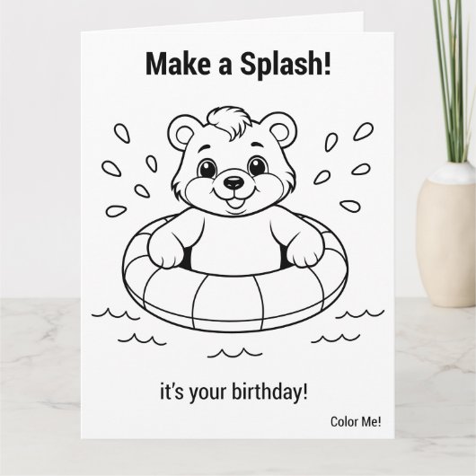 Süßer Bär Malvorlage Großer Geburtstag Karte (Vorderseite)