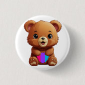 Süßer Bär mit androgyner Pride-Flagge Herz Button (Vorderseite)