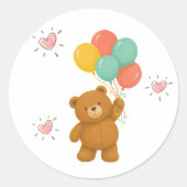 Süßer Bär mit Ballons Aufkleber (Vorderseite)