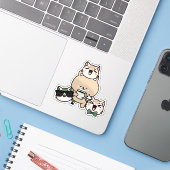 Süßer Bär mit Beinprothese, Kaffee und Cupcake Aufkleber (Laptop mit iPhone)