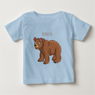 Süßer Bär mit Blumen-Cartoon-Illustration  Baby T-shirt