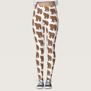 Süßer Bär mit Blumen-Cartoon-Illustration  Leggings