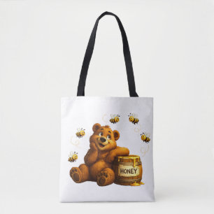 Süßer Bär mit Honig und glücklichen Bienen Tasche
