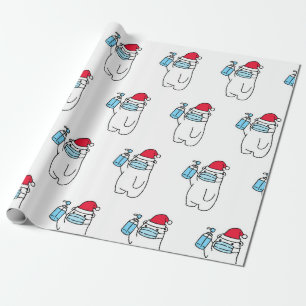 SÜßER BÄR MIT MASKE UND DESINFEKTIONSMITTEL Gesche Geschenkpapier