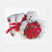 Süßer Bär mit roten Rosen Decke (Vorderseite (Horizontal))