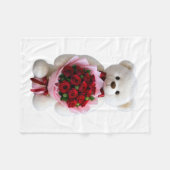 Süßer Bär mit roten Rosen Decke (Vorderseite (Horizontal))
