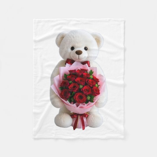Süßer Bär mit roten Rosen Decke (Vorderseite)