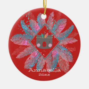Süßer Bär Rotes Weihnachten Keramik Ornament