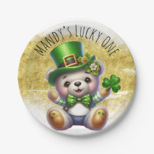 Süßer Bär St. Patrick’s Day Grün Gold Pappteller