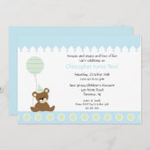 Süßer Bär und Ballon Kindergeburtstag Einladung (Vorne/Hinten)