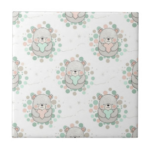 Süßer Bär und Herzen -- Pastell-Nursery (6) Fliese