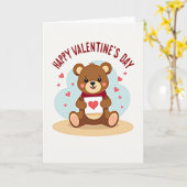 Süßer Bär Valentinstag Herz Karte (Gelbe Blume)