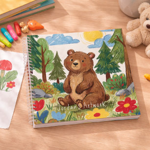 Süßer Bär Waldtier Kinder Skizzenbuch Notizblock