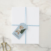 Süßer Bär Weihnachtsbaum Schneeflocken Kinder Name Geschenkanhänger (Mit Garn)