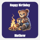 Süßer Bär zum Vatertag oder Geburtstag Quadratischer Aufkleber (Vorderseite)
