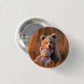Süßer Bärenjunge umarmt einen Teddybären Button (Vorne & Hinten)