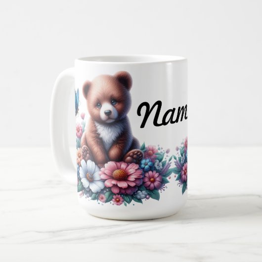 Süßer Bärenjunger Waldtiere Kaffeetasse (Vorderseite Links)