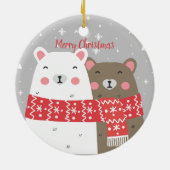 Süßer Bärenname Winter Erste Weihnacht Verheiratet Keramik Ornament (Hinten)