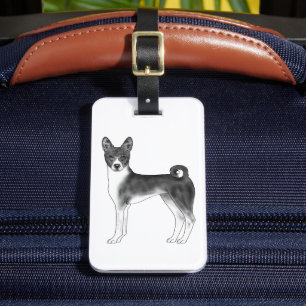 Süßer Basenji-Hund in Schwarzweiß & benutzerdefini Gepäckanhänger
