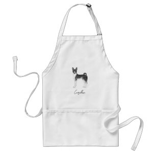 Süßer Basenji-Hund in Schwarzweiß & benutzerdefini Schürze