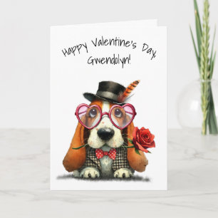 Süßer Basset Hound Hund Frohen Valentinstag Karte