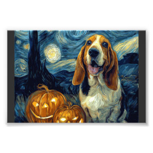 Süßer Basset Hound Hund Halloween Jack O Lantern K Fotodruck