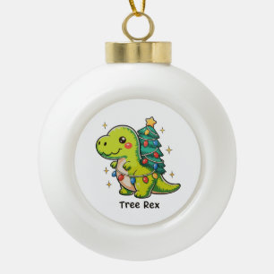 Süßer Baum Rex Weihnachten Dinosaurier T Rex Xmas  Keramik Kugel-Ornament