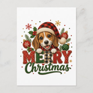 Süßer Beagle Frohe Weihnachten Ankündigungspostkarte