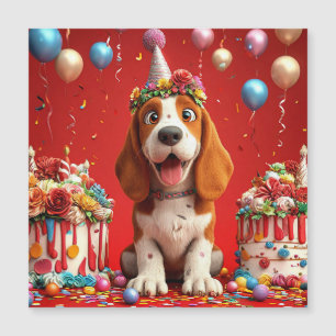 Süßer Beagle-Hund feiert Geburtstag Magneteinladung