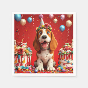 Süßer Beagle-Hund feiert Geburtstag Serviette