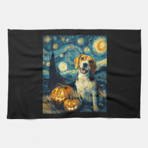 Süßer Beagle Hund Halloween Jack O Lantern Kürbis Geschirrtuch