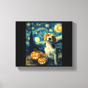 Süßer Beagle-Hund Halloween Jack O Lantern Kürbis  Leinwanddruck