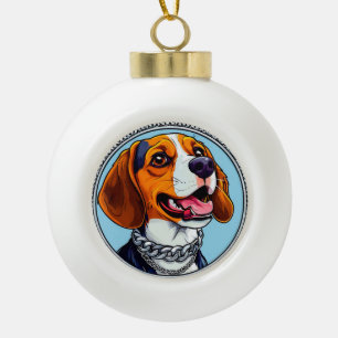 Süßer Beagle-Hund Keramik Kugel-Ornament