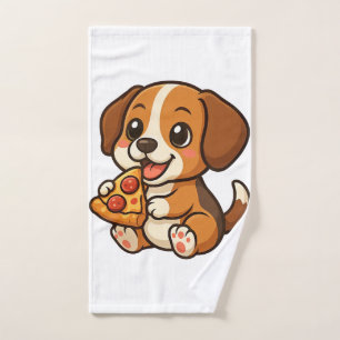 Süßer Beagle-Hund Pizza Pizza Liebhaber Cartoon Handtuch