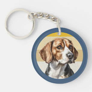 Süßer Beagle-Hund Retro-Hintergrund Schlüsselanhänger