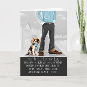 Süßer Beagle-Hund und Papa, lustiger Vatertag Feiertagskarte