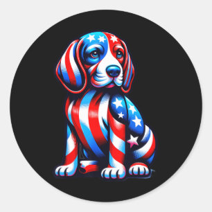 Süßer Beagle Hund USA-Flagge Frauen Männer Hunde L Runder Aufkleber