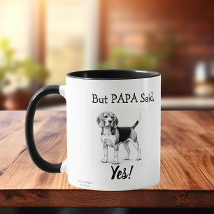 Süßer Beagle Schwarz/Weiße Typografie Personalisie Jumbo-Tasse