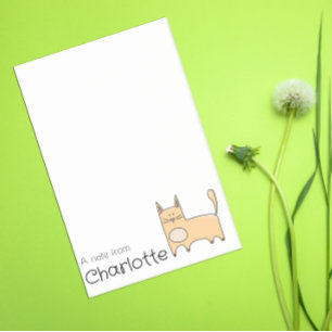 Süßer beiger Cartoon-Katzenname Post-it Klebezettel