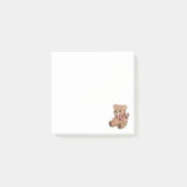 Süßer beiger Teddybär mit gestreifter Schärpe Post-it Klebezettel (Vorderseite)