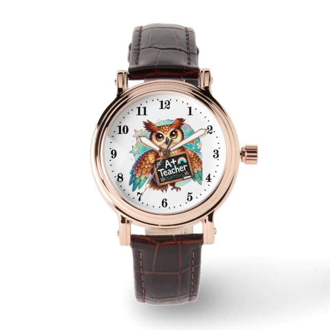Süßer benoteter Lehrer Eule  Armbanduhr (Vorderseite)