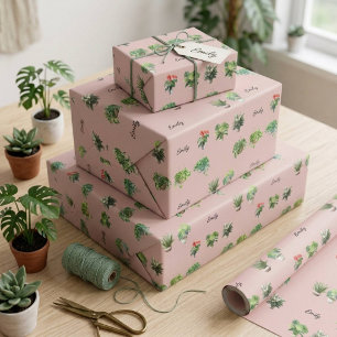 Süßer benutzerdefinierter Name Pflanzenliebhaber Geschenkpapier