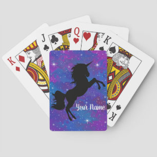 Süßer benutzerdefinierter Name Schwarz/Lila Einhor Spielkarten