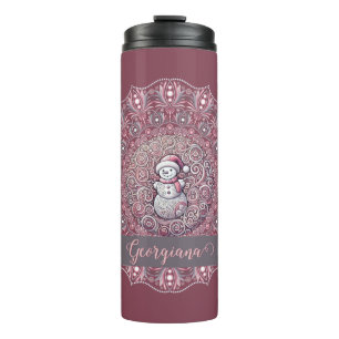 Süßer benutzerdefinierter Name Whimsical Rosa Schn Thermosbecher
