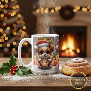 Süßer benutzerdefinierter Text Welpen Festive Weih Kaffeetasse